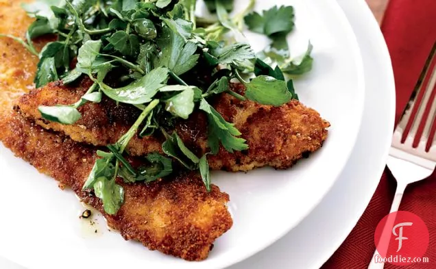 Fried Veal Cutlets with Herb Salad