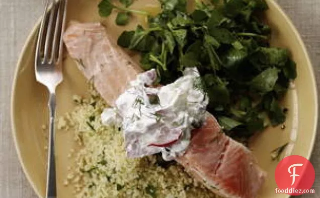 Poached Salmon And Parsley Couscous