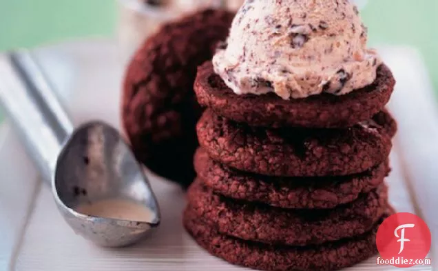 Fudge Cookie and Mint Chip Ice Cream Sandwiches