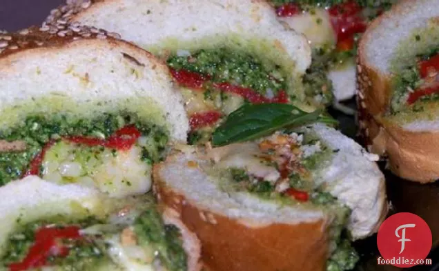 French Bread With Pesto and Peppers