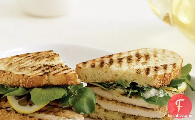 Grilled Chicken Sandwiches with Remoulade and Shaved Lemon