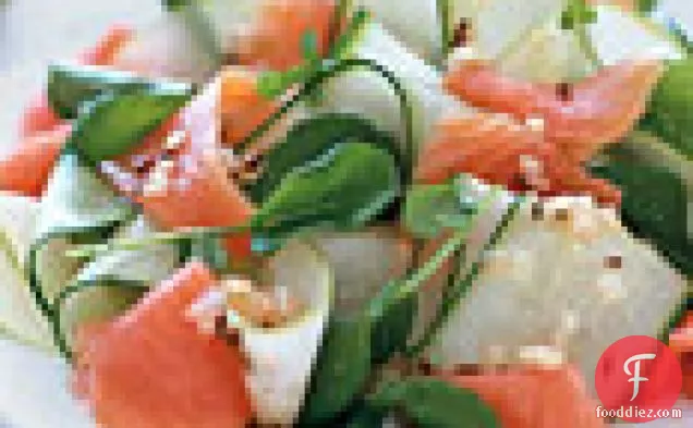 Smoked Salmon and Cucumber Ribbon Salad with Caraway