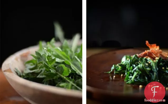 Weeds on the Kitchen Table: Wilted Dandelion Greens with Toasted Mustard Seed