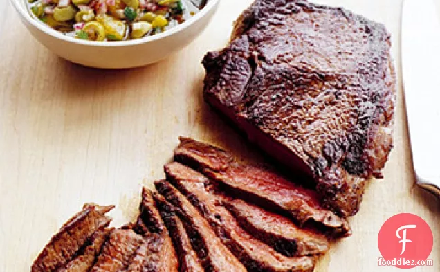 Seared Sirloin Steak with Olive Relish