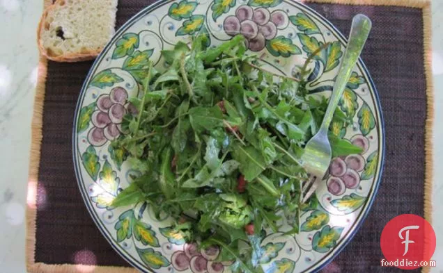 Dandelion Green Salad With Warm Pancetta Dressing