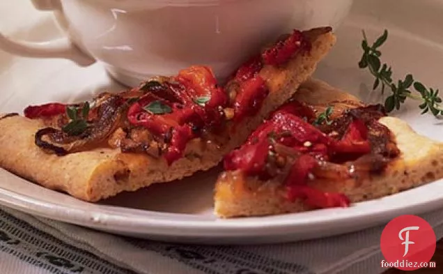 Caramelized Onion and Roasted Red-Pepper Tart