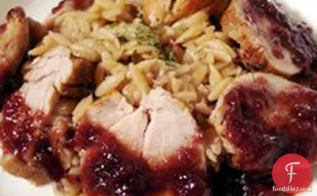 बेलसमिक प्लम रिडक्शन के साथ पोर्क टेंडरलॉइन