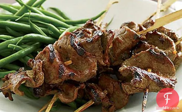 Grilled Beef-Tenderloin Skewers with Red-Miso Glaze