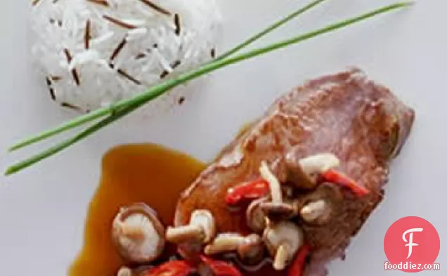 Steak and Pan-seared Beech Mushrooms
