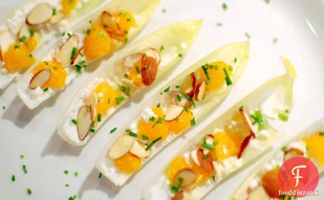 Endives With Goat Cheese, Mandarin Oranges And Almonds