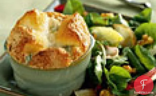 Cabrales Cheese Souffles with Endive and Asian Pear Salad