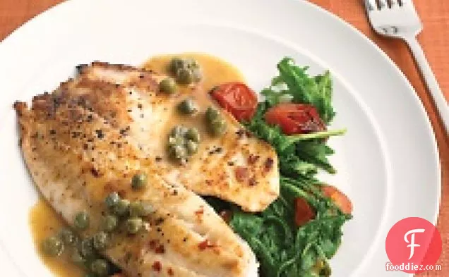 Tilapia With Arugula, Capers, And Tomatoes