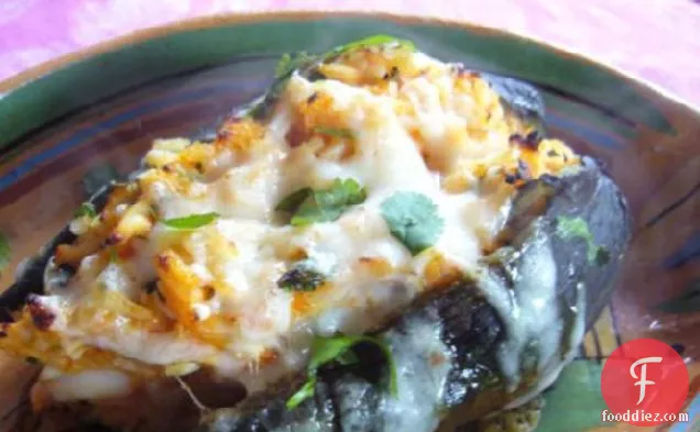 Poblanos Stuffed With Cheddar and Chicken
