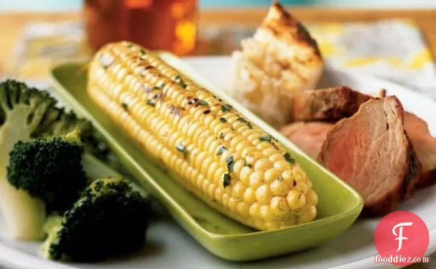 Grilled Corn with Mint Butter