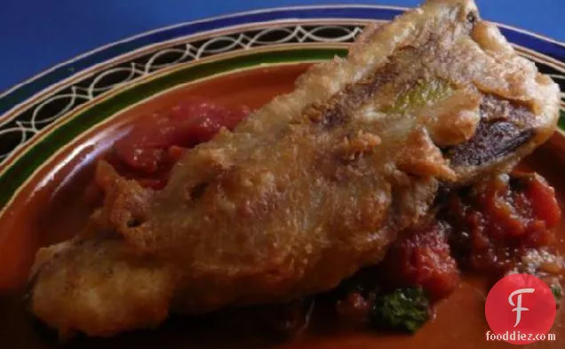 Beer Battered Chiles Rellenos With Warm Chipotle Salsa