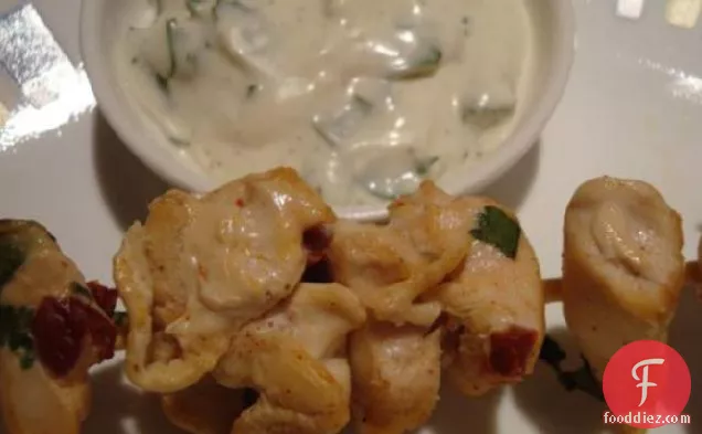 Chipotle Chicken Skewers With Creamy Cilantro Dipping Sauce