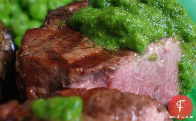 Argentinean Oak-Planked Beef Tenderloin With Chimichurri Sauce