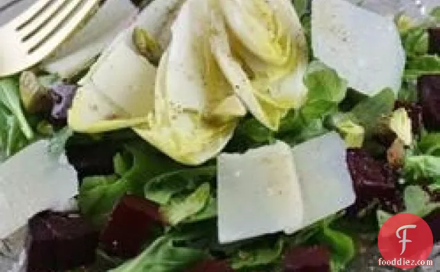 Tricolore Salad of Endive, Beet, and Arugula, Pantzaria Salata