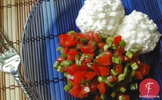Tomato Salad Served With Cottage Cheese