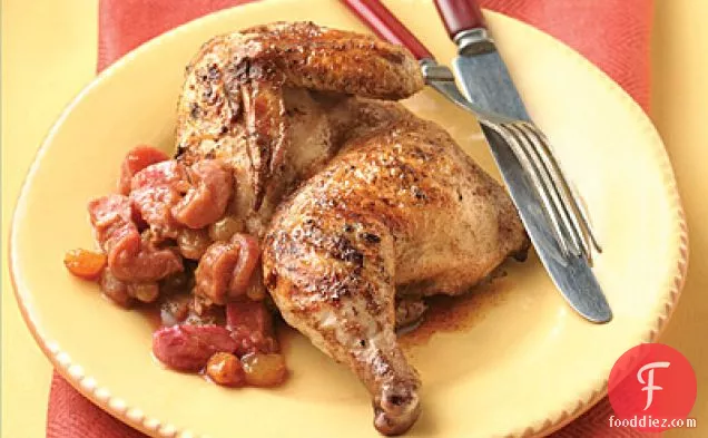 Indian-spiced Game Hens With Rhubarb Chutney