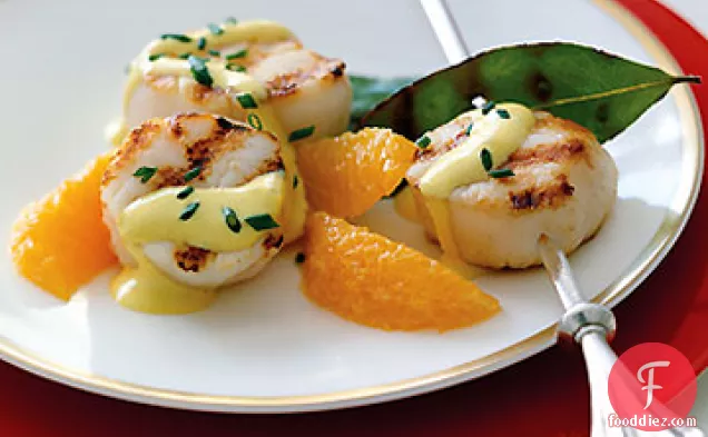 Sea Scallop Brochettes with Orange-Saffron Aïoli