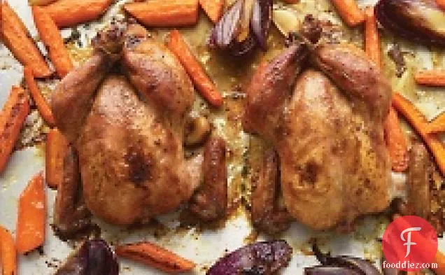 Maple-glazed Cornish Game Hens With Carrots