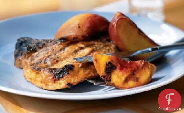 Peach-Glazed Barbecue Pork Chops and Peaches