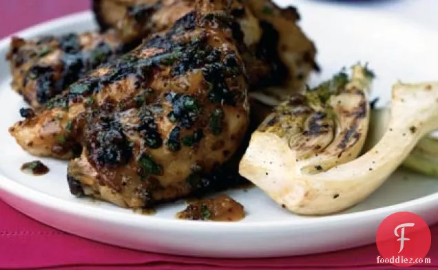 Grilled Cornish Hens with Apricot-Mustard Glaze