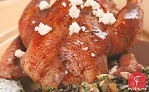 Pomegranate-glazed Cornish Game Hens With Wild Rice-chestnut St
