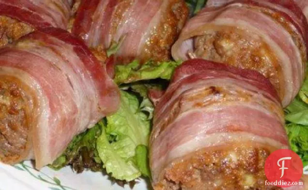 Mini Meat Loaves Wrapped in Bacon