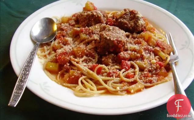 टमाटर की ग्रेवी में मीटबॉल