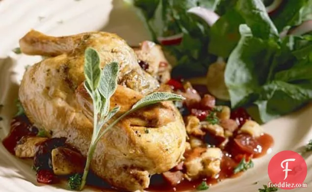 Game Hens with Fruit-and-Sausage Stuffing