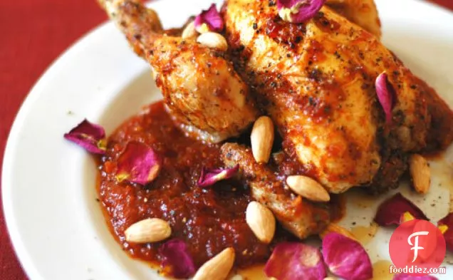 Moroccan-spiced Poussins With Saffron, Honey And Tomato Jam