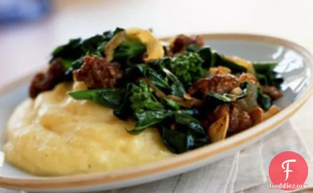 Chinese Broccoli with Sausage and Polenta