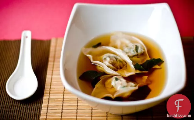 Chinese Broccoli Wontons In A Light Ginger-soy Broth
