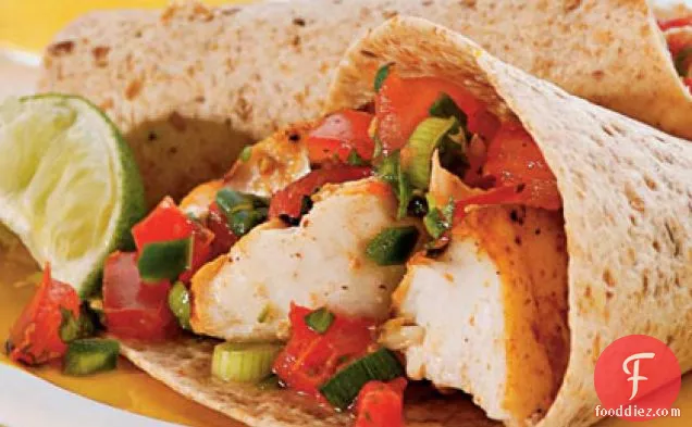 Grilled Fish Tacos with Tomato-Green Onion Relish