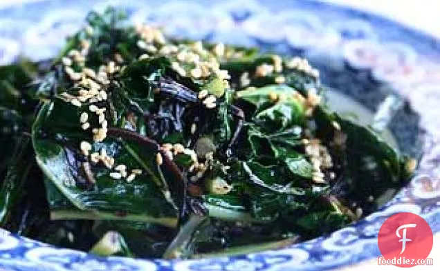 Kale With Seaweed, Sesame And Ginger