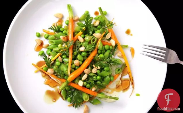 Peas and Carrots Salad with Goat Cheese and Almonds
