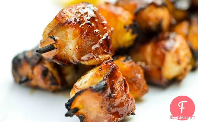 Bacon-Wrapped Chicken Skewers with Pineapple and Teriyaki Sauce