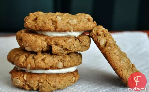 Peanut Butter Oat Cookies with Salted Honey Buttercream