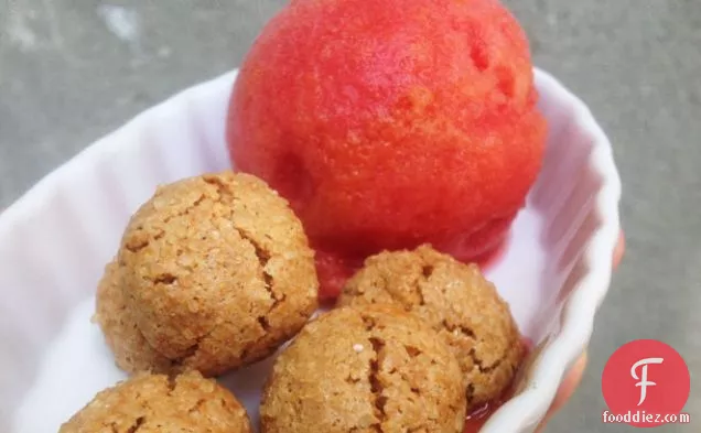 Sour Cherry-Lime Sorbet with Amaretti Cookies