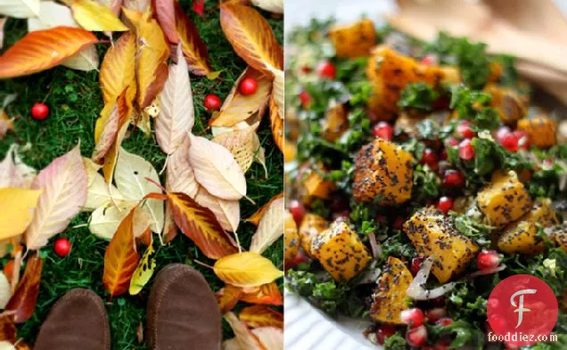 Poppy Seed-crusted Butternut Squash With Kale And Pomegranates