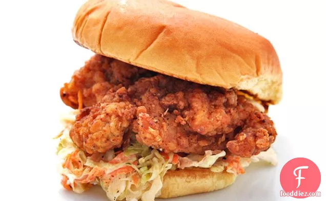 Fried Chicken and Cole Slaw Sandwiches