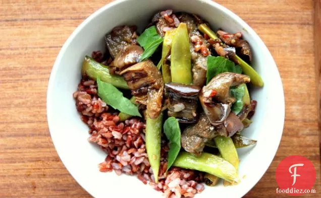 Make-Ahead Sweet and Sour Stir-Fried Eggplant with Snap Peas and Basil