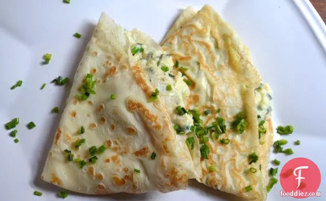 Crêpes with Herb and Goat Cheese Scrambled Eggs