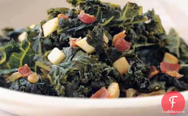 Braised Kale with Bacon and Cider