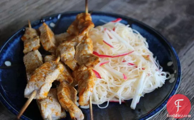 Make-Ahead Curry Pork Skewers with Vermicelli