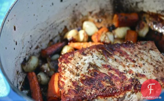 Fennel-Rubbed Pork Roast with Balsamic-Glazed Vegetables