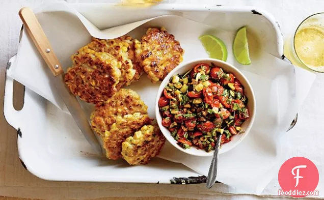 Corn Fritters with Spicy Zucchini Salsa