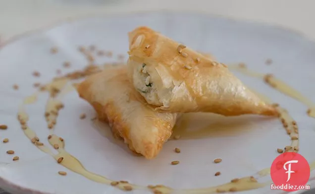 Phyllo Triangles Stuffed with Fresh Cheese (briouats bil jben)